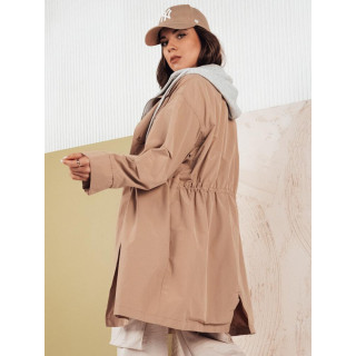 Bež dolga ženska parka s kapuco