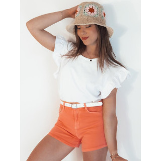 Ženske oranžne kratke hlače iz džinsa