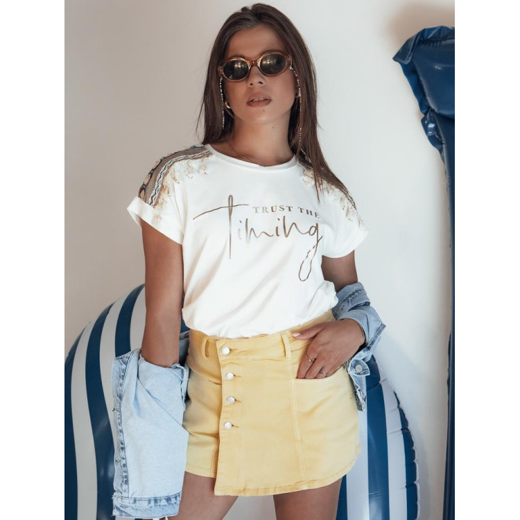 Žensko kratko krilo v rumeni barvi