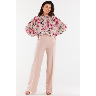 Bež ženska oversize majica z rožicami