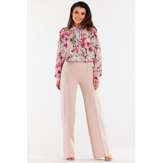 Bež ženska oversize majica z rožicami