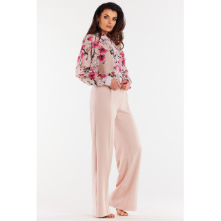 Bež ženska oversize majica z rožicami