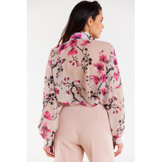 Bež ženska oversize majica z rožicami