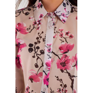 Bež ženska oversize majica z rožicami