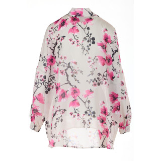 Bež ženska oversize majica z rožicami