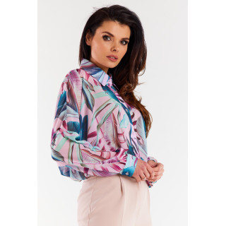 Oversize ženska srajca s tropskim vzorcem