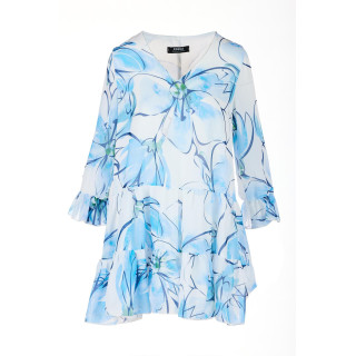 Ohlapna modro-bela ženska obleka