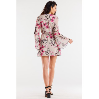 Bež kimono obleka s pasom