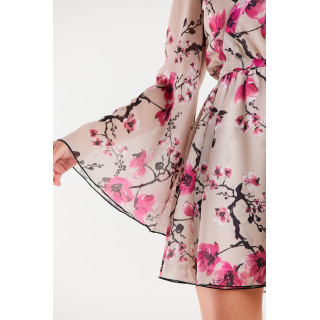 Bež kimono obleka s pasom