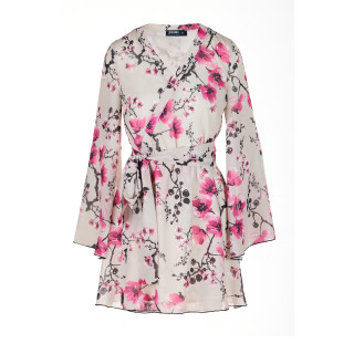 Bež kimono obleka s pasom