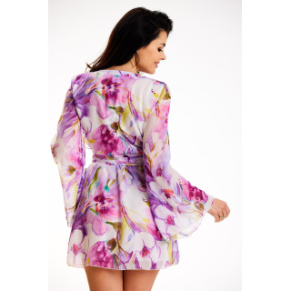 Ženska vijolična kimono obleka s pasom