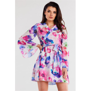 Kimono obleka s pisanimi rožami