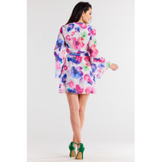 Kimono obleka s pisanimi rožami