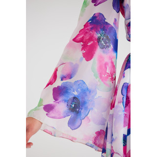 Kimono obleka s pisanimi rožami