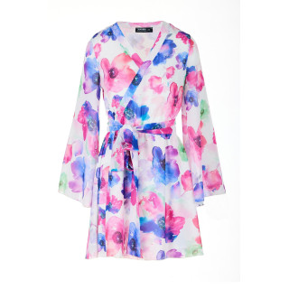 Kimono obleka s pisanimi rožami