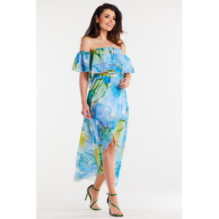 Žensko šifon krilo v modri barvi