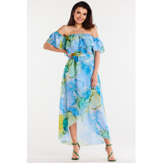 Žensko šifon krilo v modri barvi