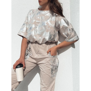 Ženski bež komplet z motivom tie dye