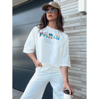 Bel ženski komplet s potiskom