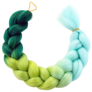 Ombre zeleni sintetični lasje za vpletanje