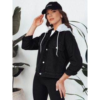 Ženska črna denim jakna s kapuco