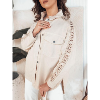 Bež ženska denim jakna z vezenino