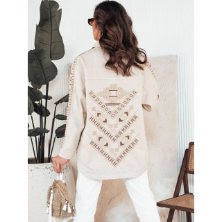 Bež ženska denim jakna z vezenino