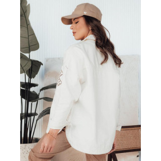 Ženska bela denim jakna z vezenino