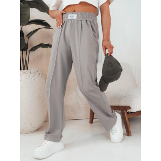 Sive ohlapne ženske hlače z elastiko v pasu