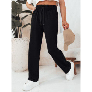 Črne ohlapne hlače z visokim pasom