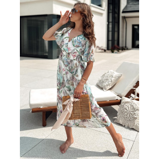 Bela midi obleka z vzorcem