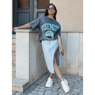 Temno siva ženska majica s potiskom