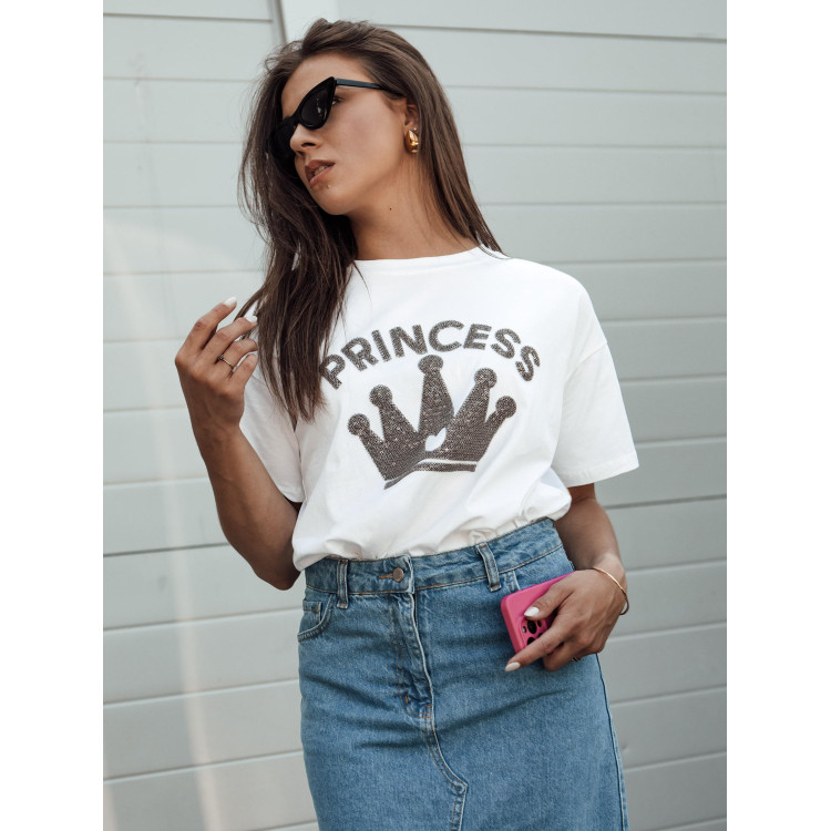 Ženska bela majica s potiskom PRINCESS