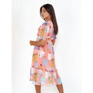 Ženska roza obleka z vzorcem