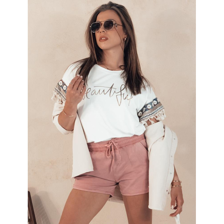 Roza ženske kratke hlače z elastiko v pasu