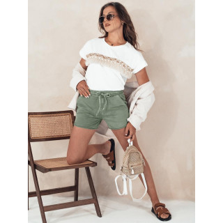 Olivne ženske kratke hlače z elastiko v pasu