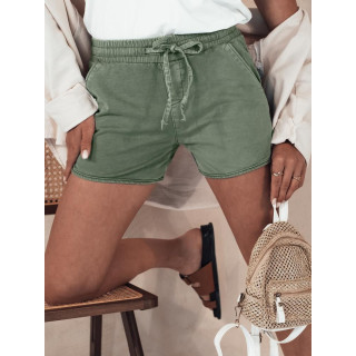 Olivne ženske kratke hlače z elastiko v pasu
