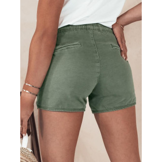 Olivne ženske kratke hlače z elastiko v pasu