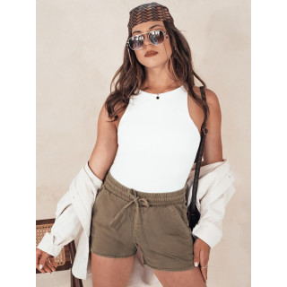 Ženske rjave kratke hlače z elastiko v pasu