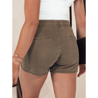 Ženske rjave kratke hlače z elastiko v pasu
