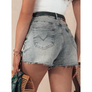 Modre denim ženske kratke hlače z robom
