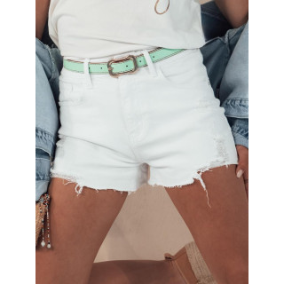 Denim ženske kratke hlače v beli barvi