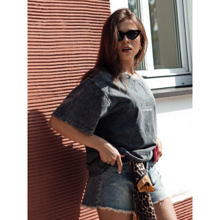 Temno siva ženska majica s potiskom