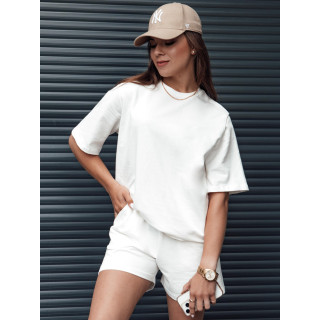 Bela ohlapna ženska majica s kratkimi rokavi