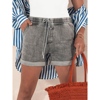Ženske sive kratke hlače z elastiko v pasu