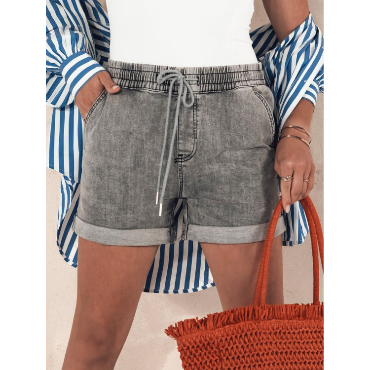 Ženske sive kratke hlače z elastiko v pasu