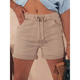Ženske kratke hlače bež barve z elastiko v pasu