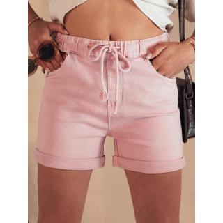 Rožnate ženske kratke hlače z elastiko v pasu