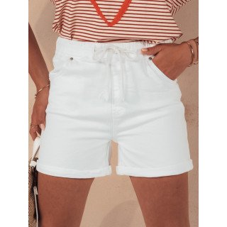 Bele ženske kratke hlače z elastiko v pasu