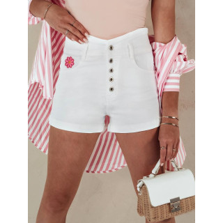 Bele ženske kratke hlače z visokim pasom